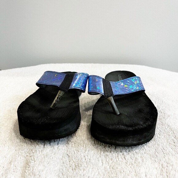 Vintage Y2K Platform Flip Flop Sandals Women's 6/7** Laguna Holographic Thong - Picture 5 of 11